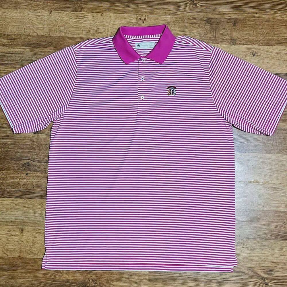 DONALD ROSS Mens Size XL Performance Stretch Golf Stripes Pink Polo